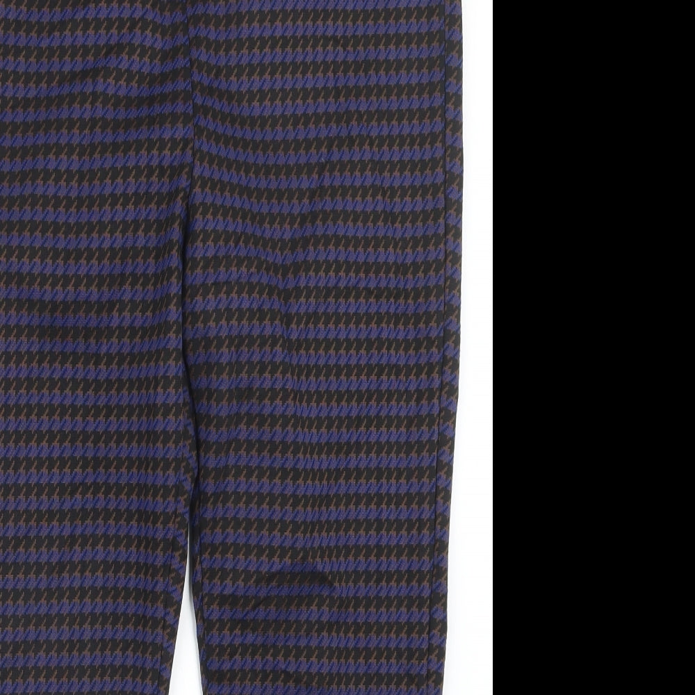 Marks and Spencer Womens Blue Houndstooth  Trousers  Size 16 L25.5 in