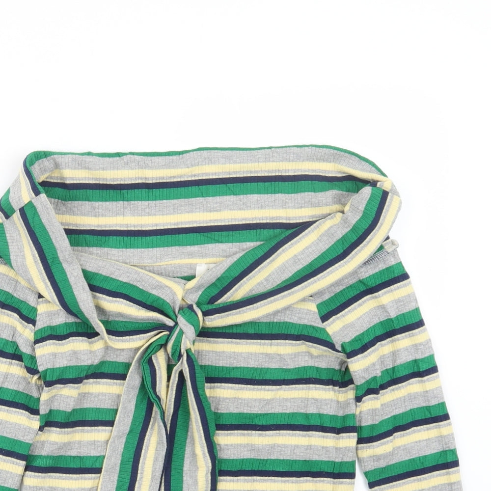 River Island Womens Green Striped  Pullover Jumper Size 8