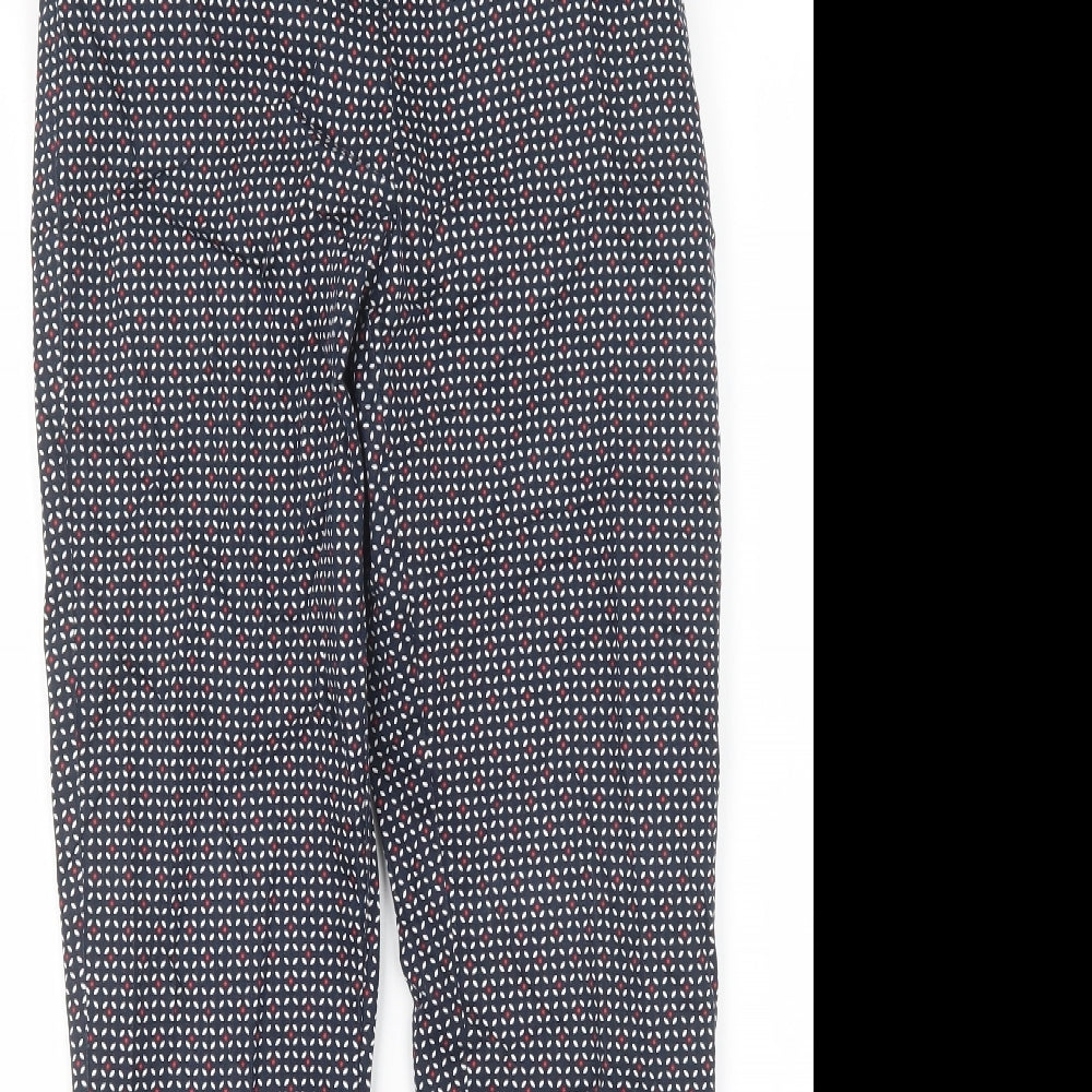 H&M Womens Blue Geometric  Trousers  Size 6 L27 in