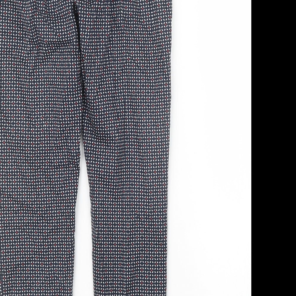 H&M Womens Blue Geometric  Trousers  Size 6 L27 in