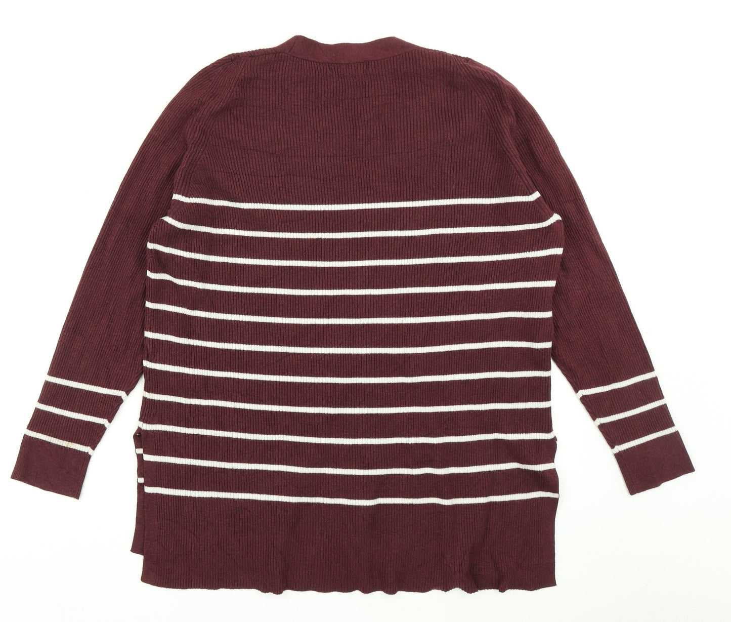 M&S Collection Womens Purple Striped Knit Pullover Jumper Size 16