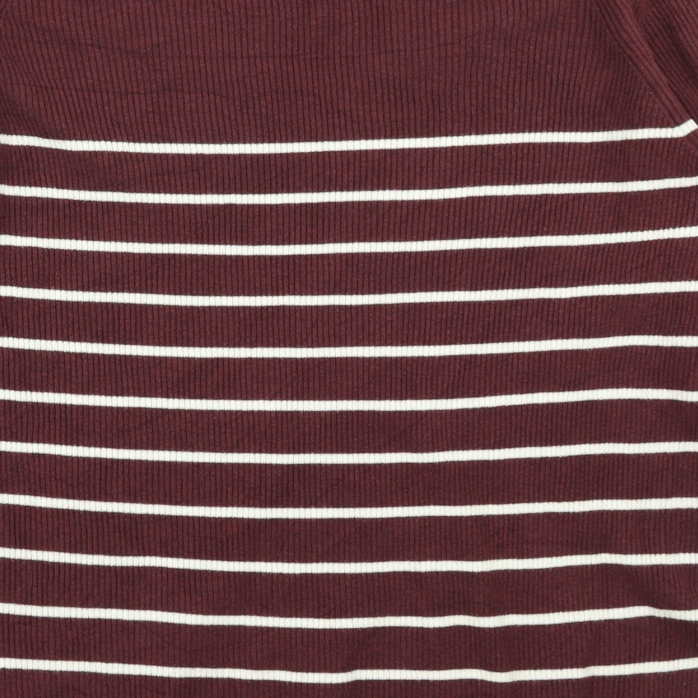 M&S Collection Womens Purple Striped Knit Pullover Jumper Size 16