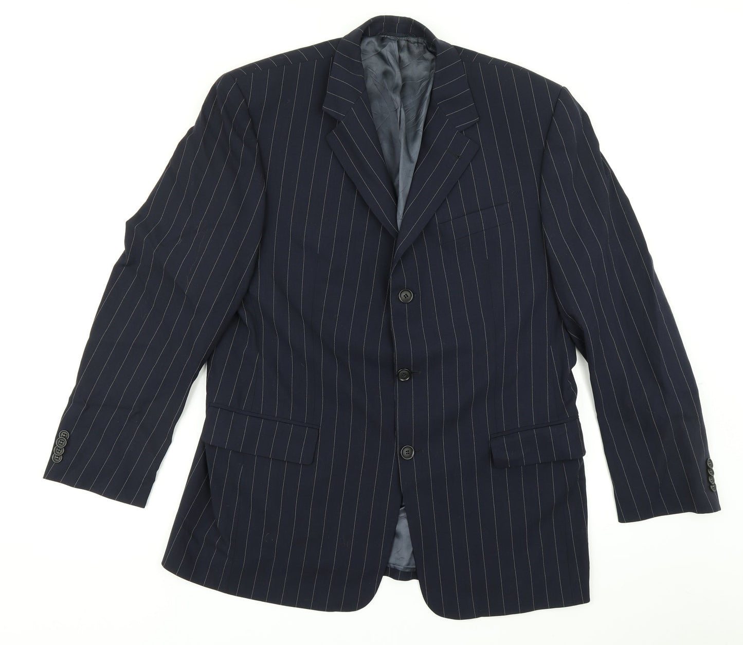 Carl Gross Mens Black Striped  Jacket Blazer Size 38