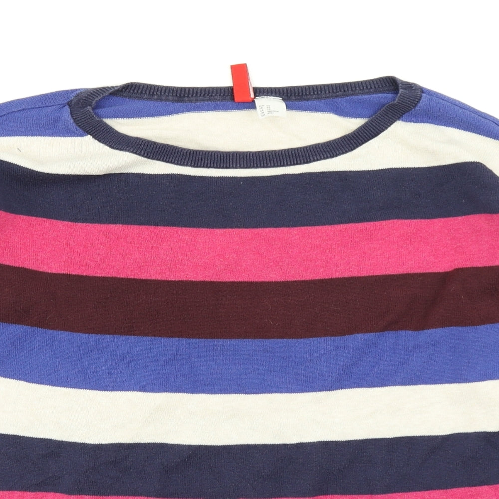 Divided Womens Purple Striped Knit Pullover Jumper Size XS