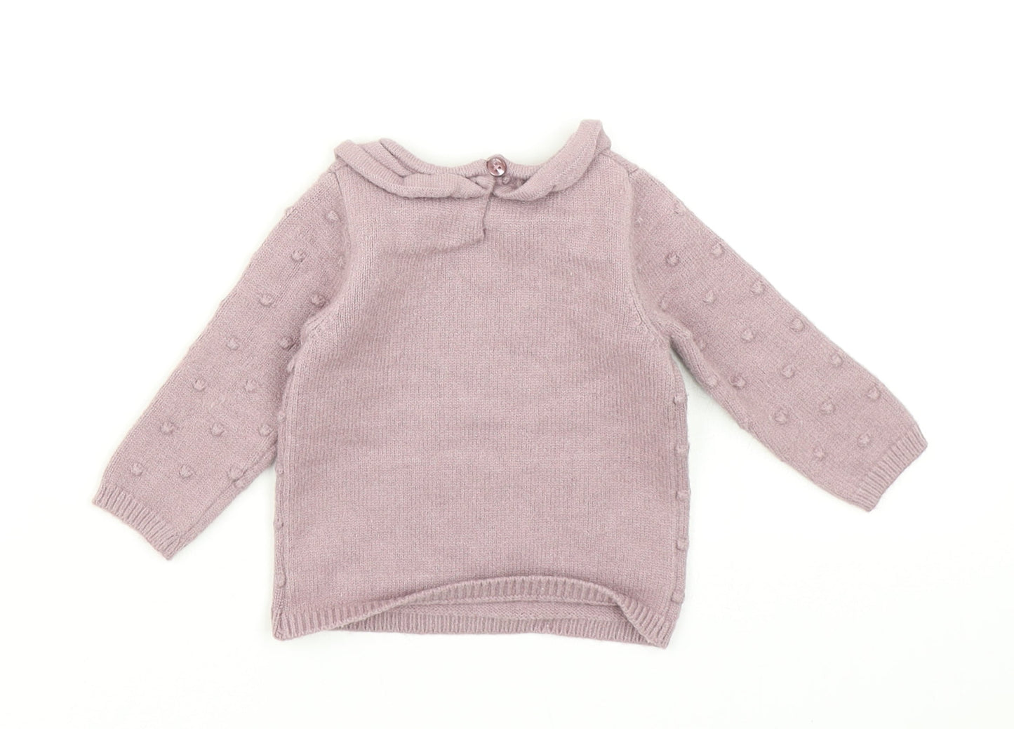 George Girls Pink Polka Dot Knit Pullover Jumper Size 3-6 Months