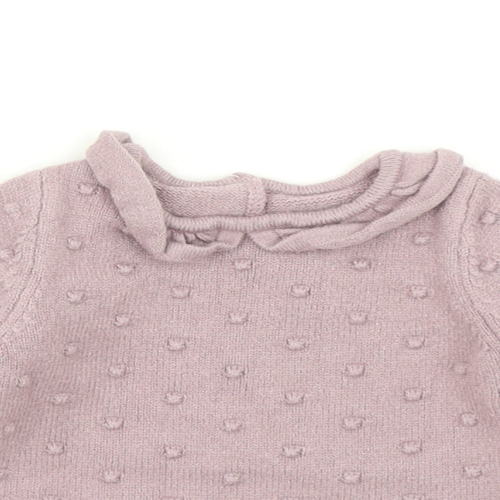 George Girls Pink Polka Dot Knit Pullover Jumper Size 3-6 Months
