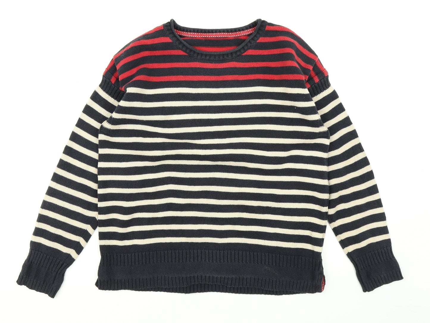 M&S Womens Blue Striped Knit Pullover Jumper Size 10
