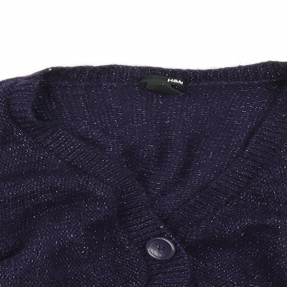 H&M Womens Purple  Knit Cardigan Jumper Size L