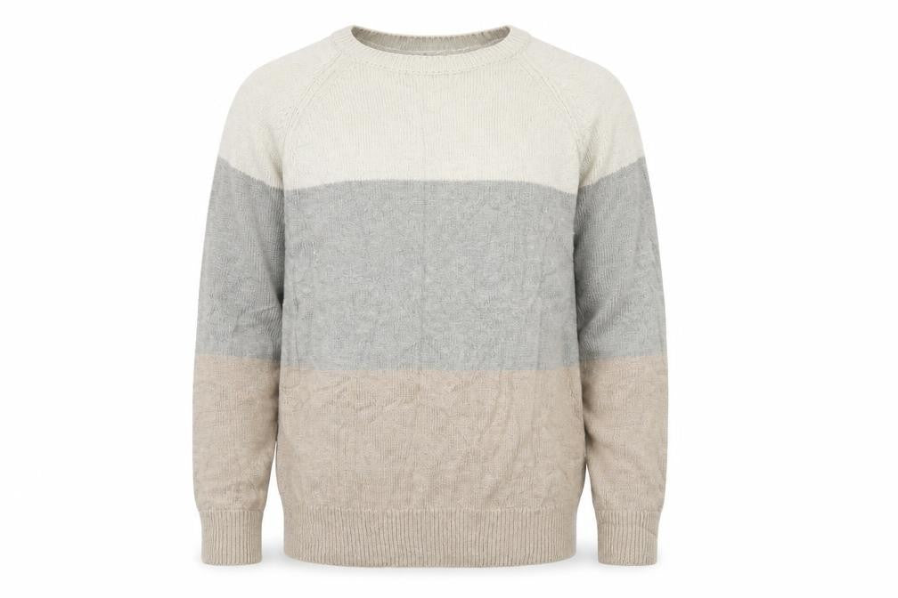 M&S  Mens Brown Striped Knit Pullover Jumper Size S