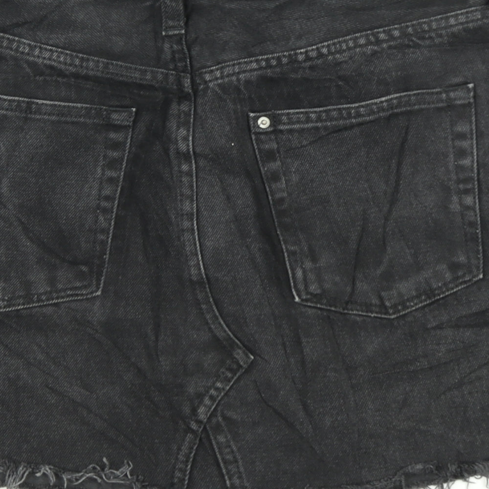 H&M Womens Black  Denim A-Line Skirt Size 8