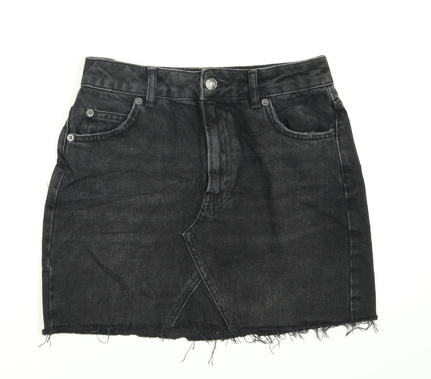 Topshop Womens Black  Denim A-Line Skirt Size 8