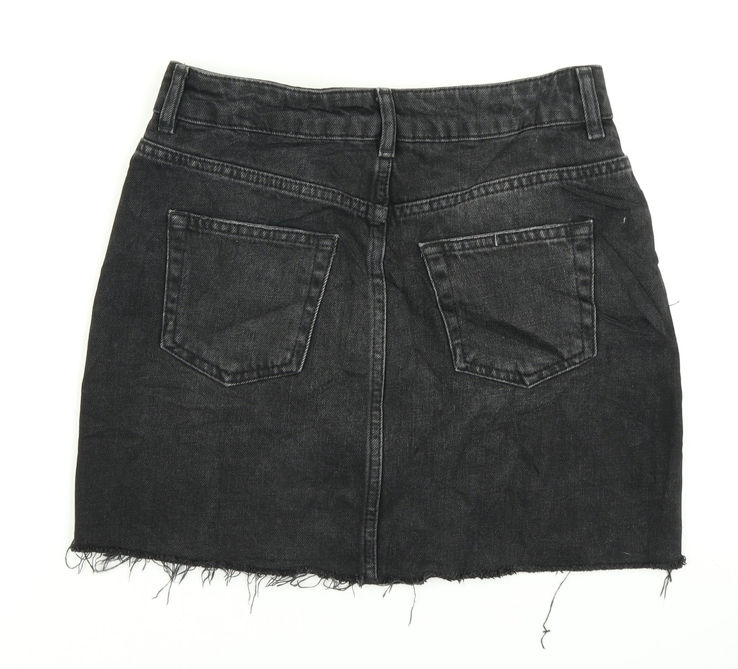 Topshop Womens Black  Denim A-Line Skirt Size 8