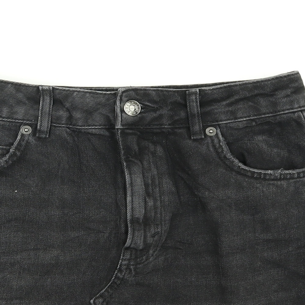 Topshop Womens Black  Denim A-Line Skirt Size 8