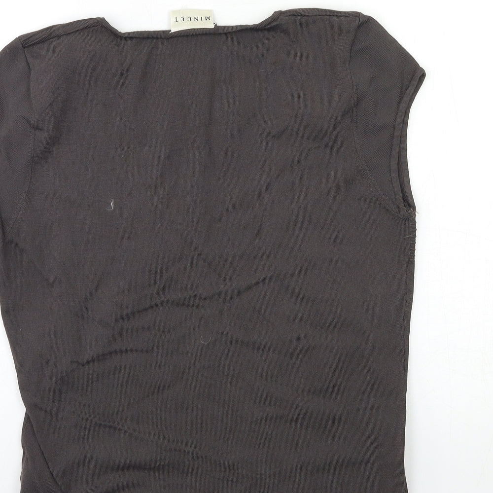 Minute Womens Grey  Knit Basic T-Shirt Size 12