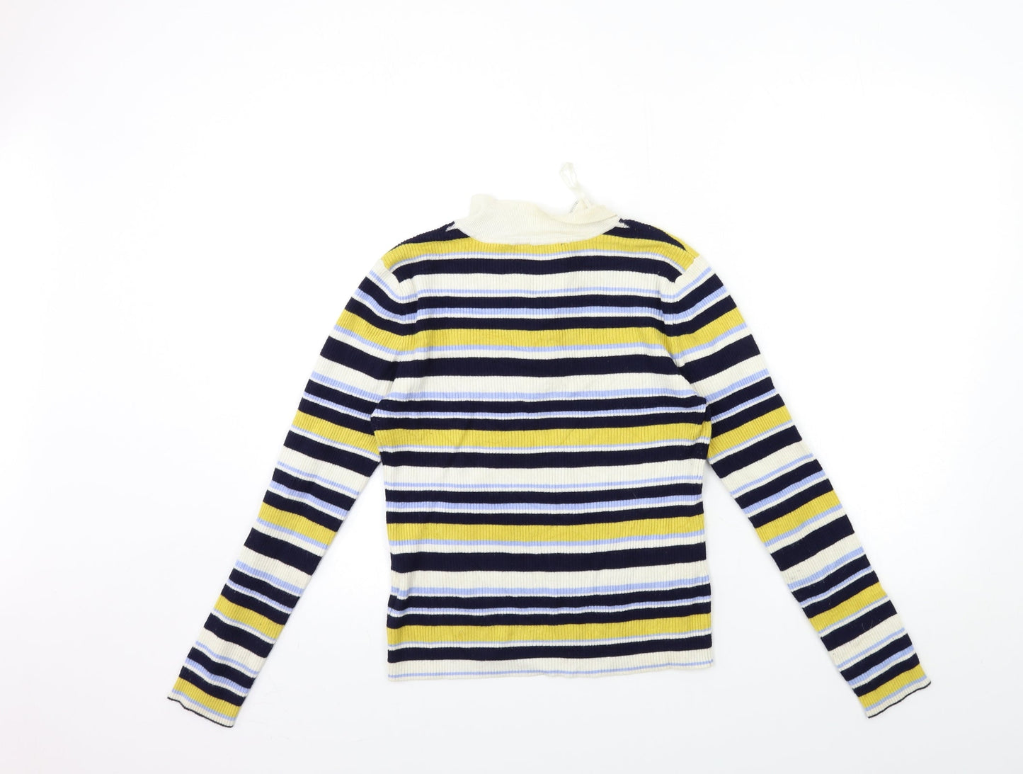 Miss Selfridge Womens Yellow Striped Knit Pullover Jumper Size 10