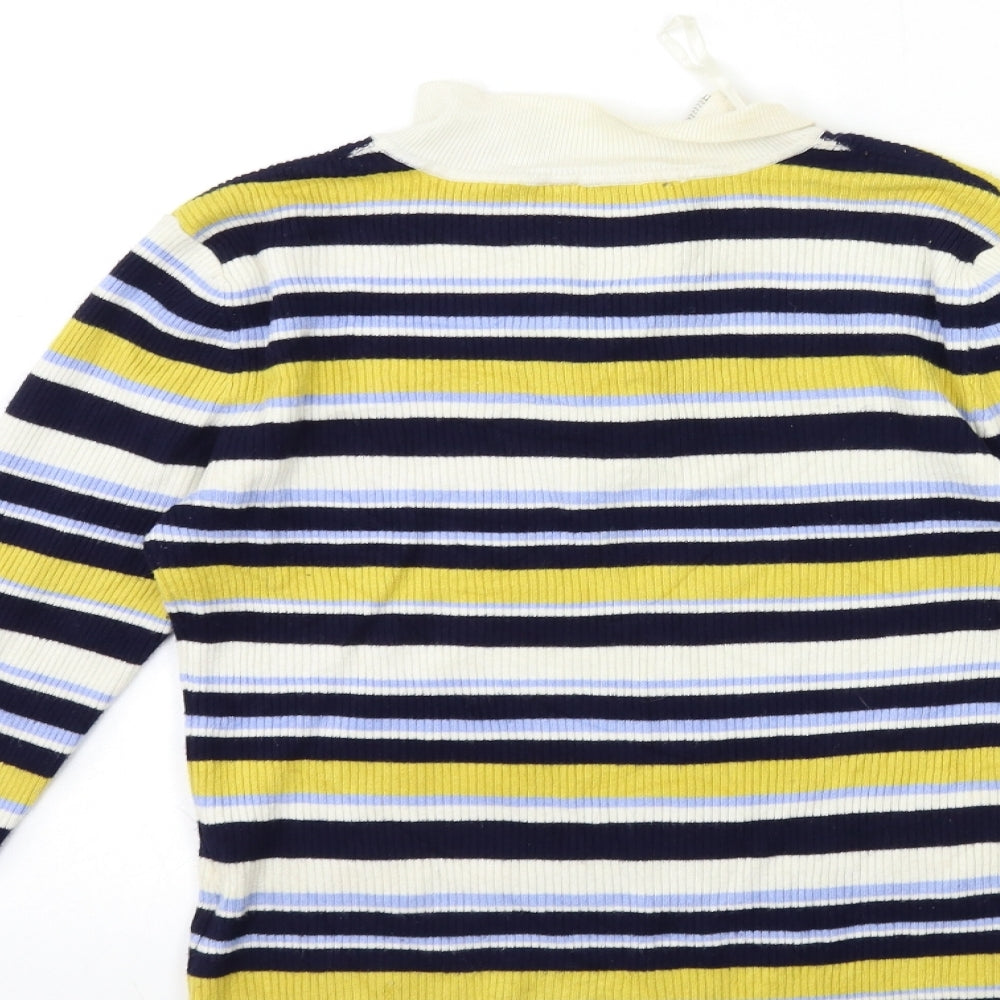 Miss Selfridge Womens Yellow Striped Knit Pullover Jumper Size 10