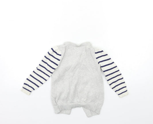 Old Navy Baby Silver Striped Knit Cardigan Jumper Size 24 Months