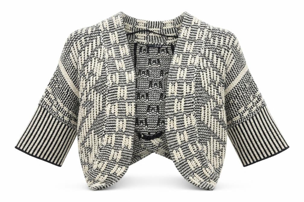 Front view of Atmosphere women’s beige knit cardigan jumper, size UK 8