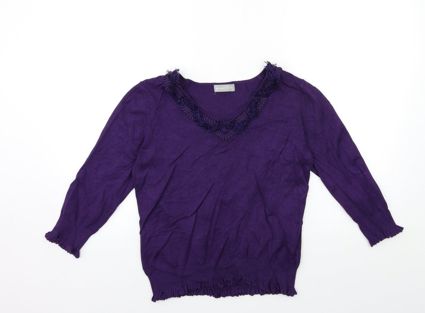 Per Una Womens Purple  Knit Pullover Jumper Size 12