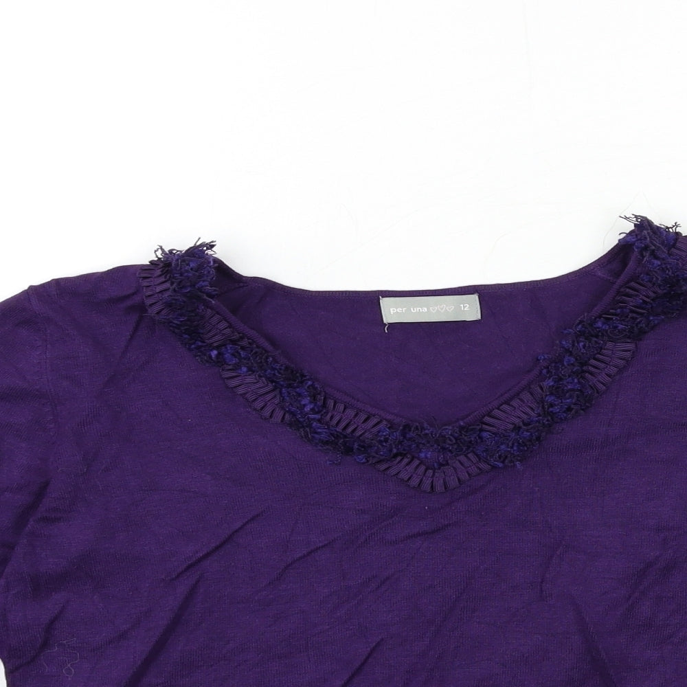 Per Una Womens Purple  Knit Pullover Jumper Size 12