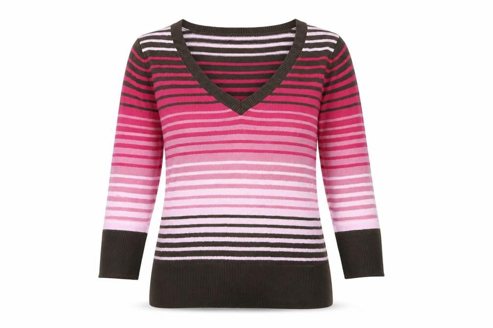 TU Womens Pink Striped Knit Pullover Jumper Size 10