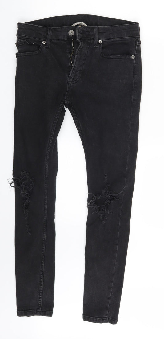 Topman Mens Black  Denim Skinny Jeans Size 30 in L27 in