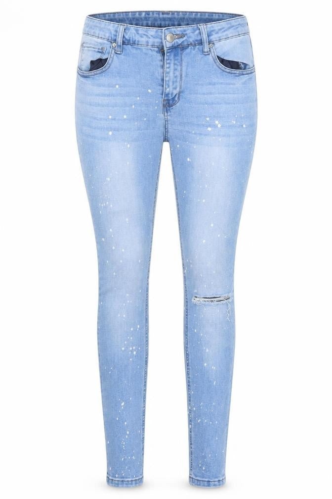 Denim Co. Womens Blue Polka Dot Denim Skinny Jeans Size 12 L28 in