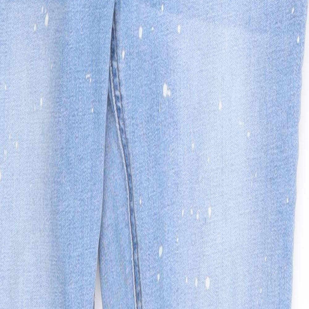 Denim Co. Womens Blue Polka Dot Denim Skinny Jeans Size 12 L28 in