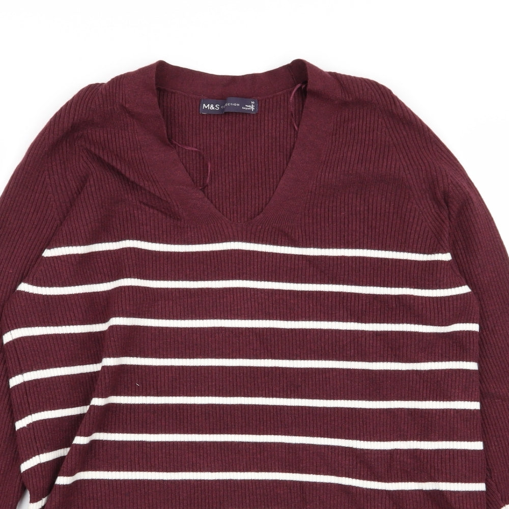 M&S Womens Multicoloured Striped  Pullover Jumper Size 10