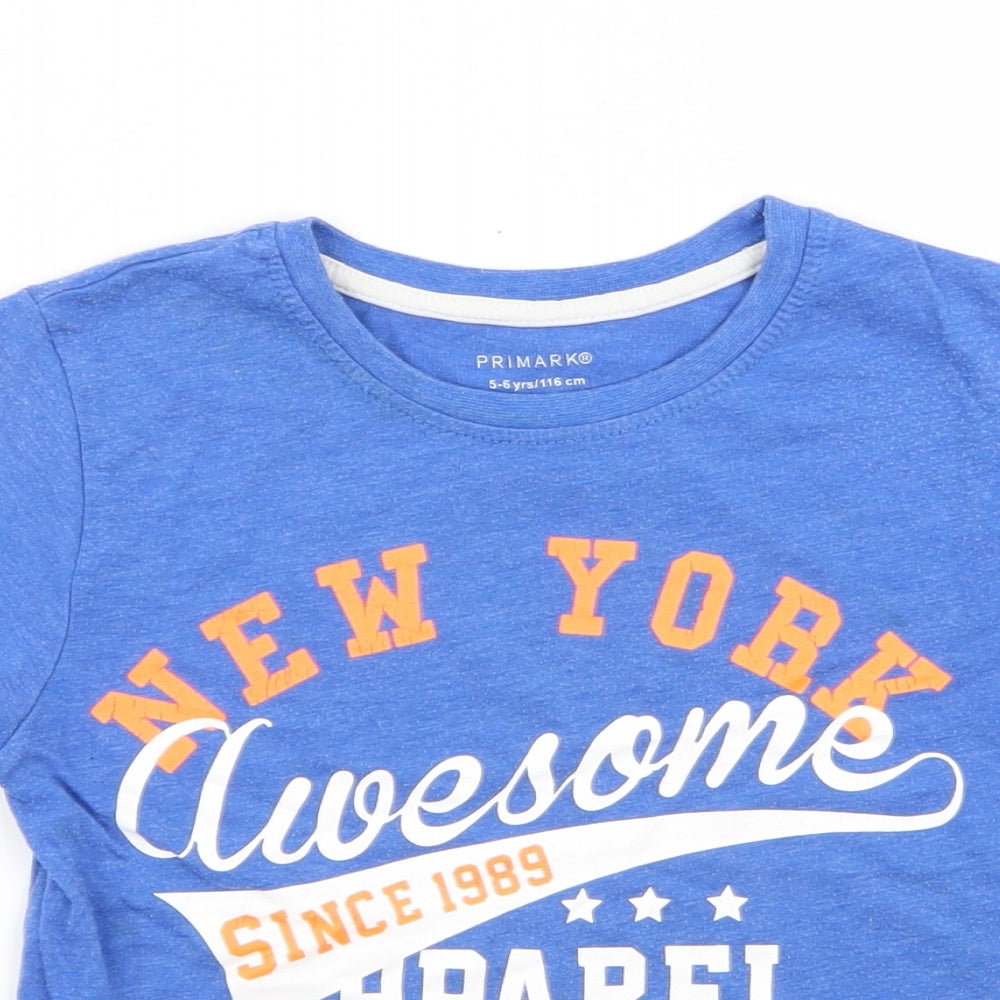 Primark Boys Blue   Basic T-Shirt Size 5-6 Years