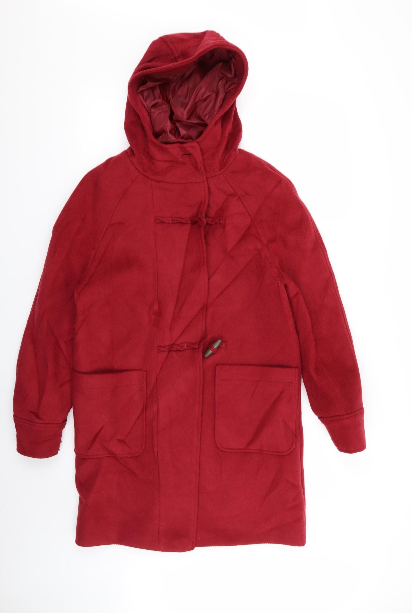 M&S Womens Red   Overcoat Coat Size 8