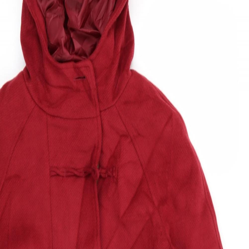 M&S Womens Red   Overcoat Coat Size 8