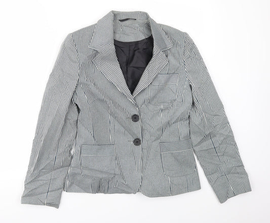 Preworn Womens Blue Striped  Jacket Blazer Size 10