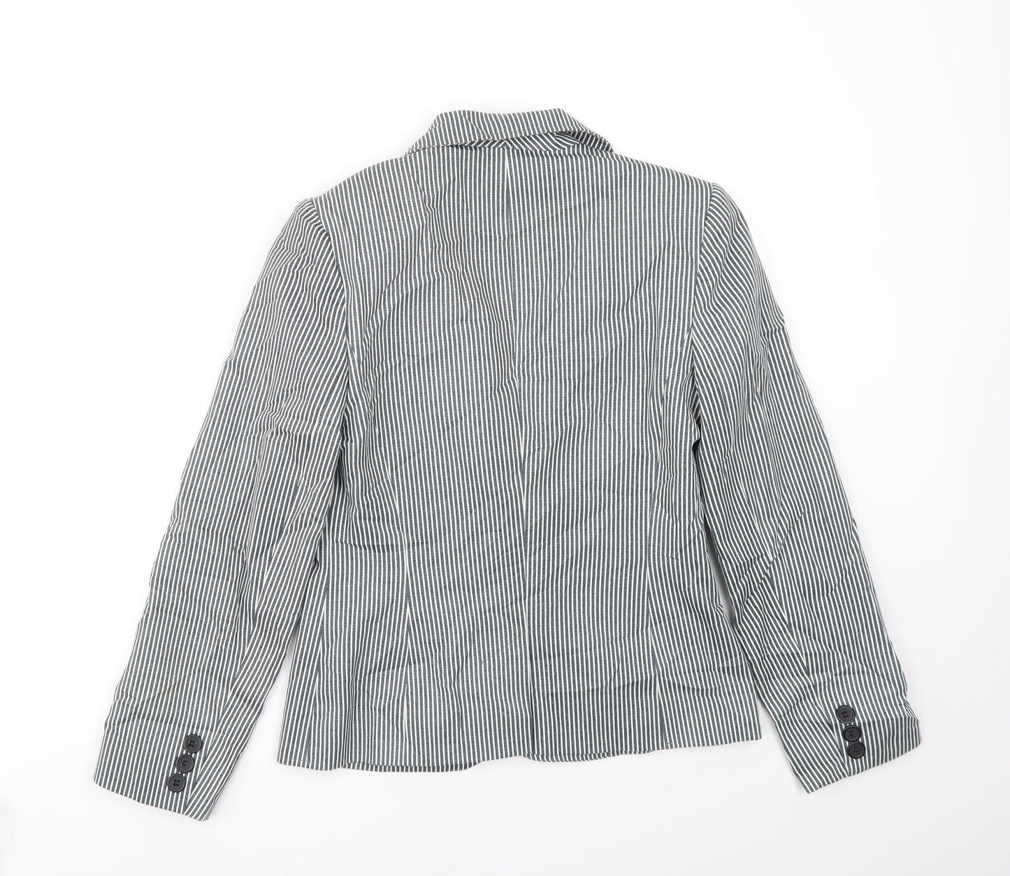 Preworn Womens Blue Striped  Jacket Blazer Size 10