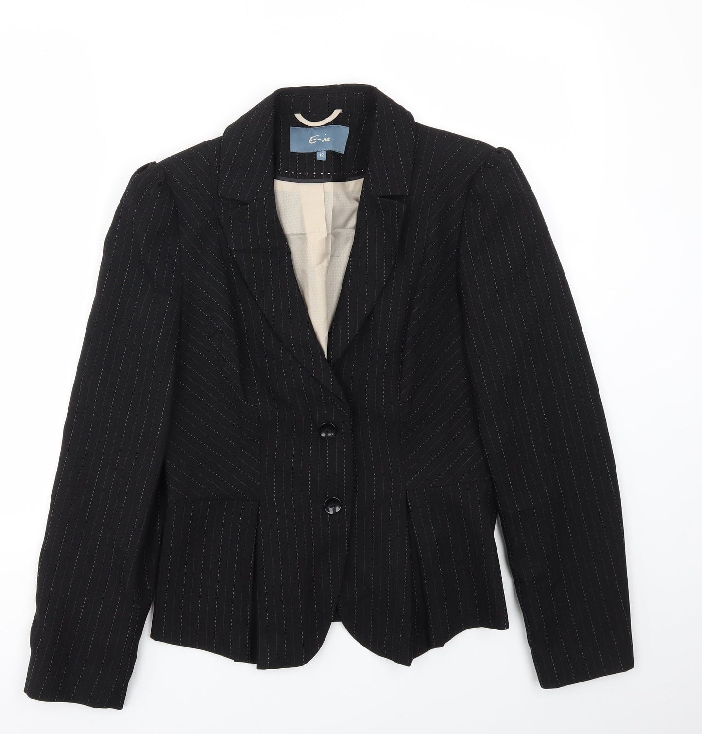 EVIE  Womens Black Striped  Jacket Blazer Size 12