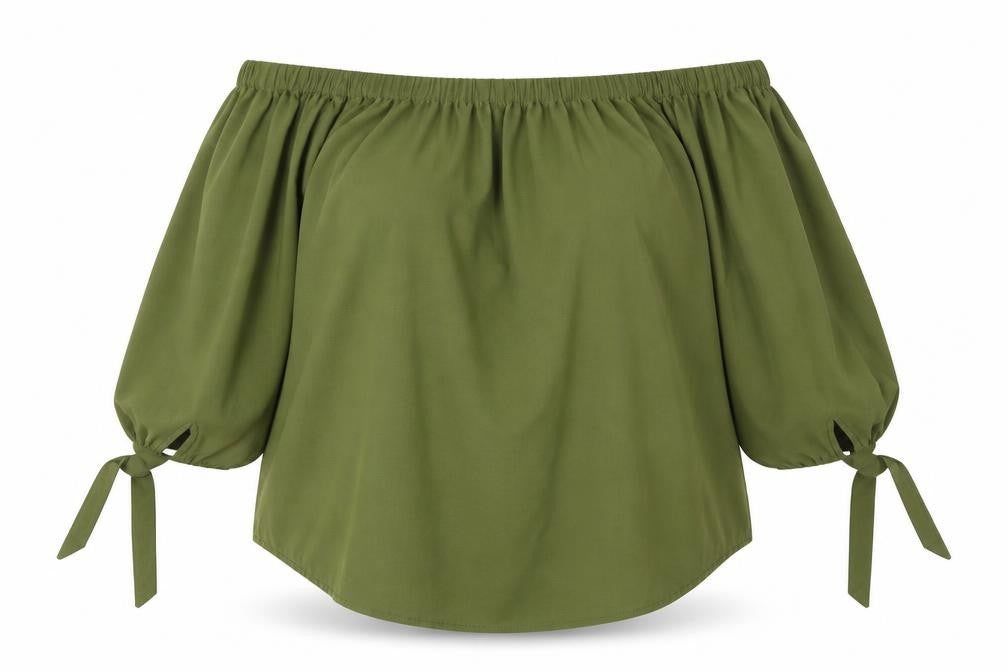 Front view of Abollria women’s green basic blouse, size 2XL