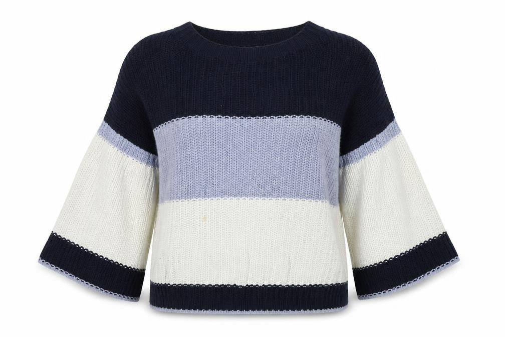 M&S Womens Blue Striped  Pullover Jumper Size M