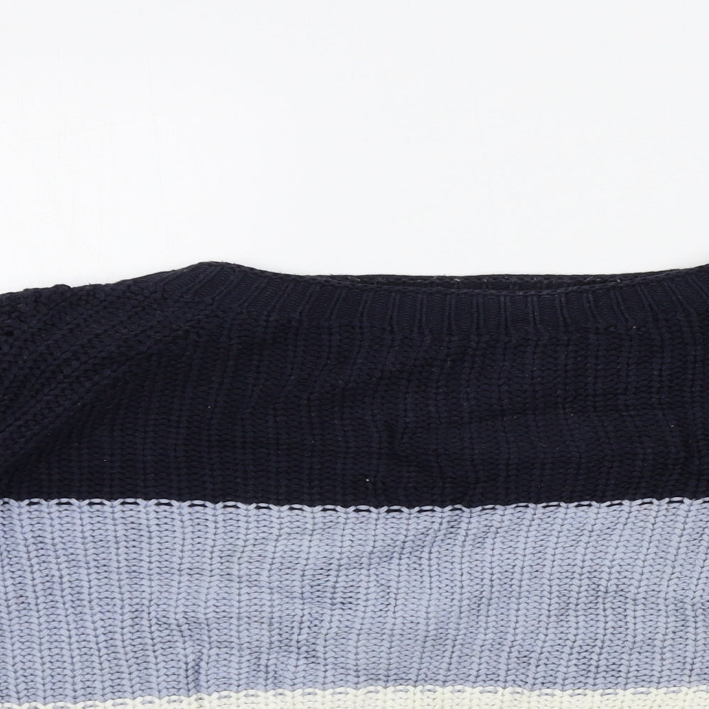 M&S Womens Blue Striped  Pullover Jumper Size M