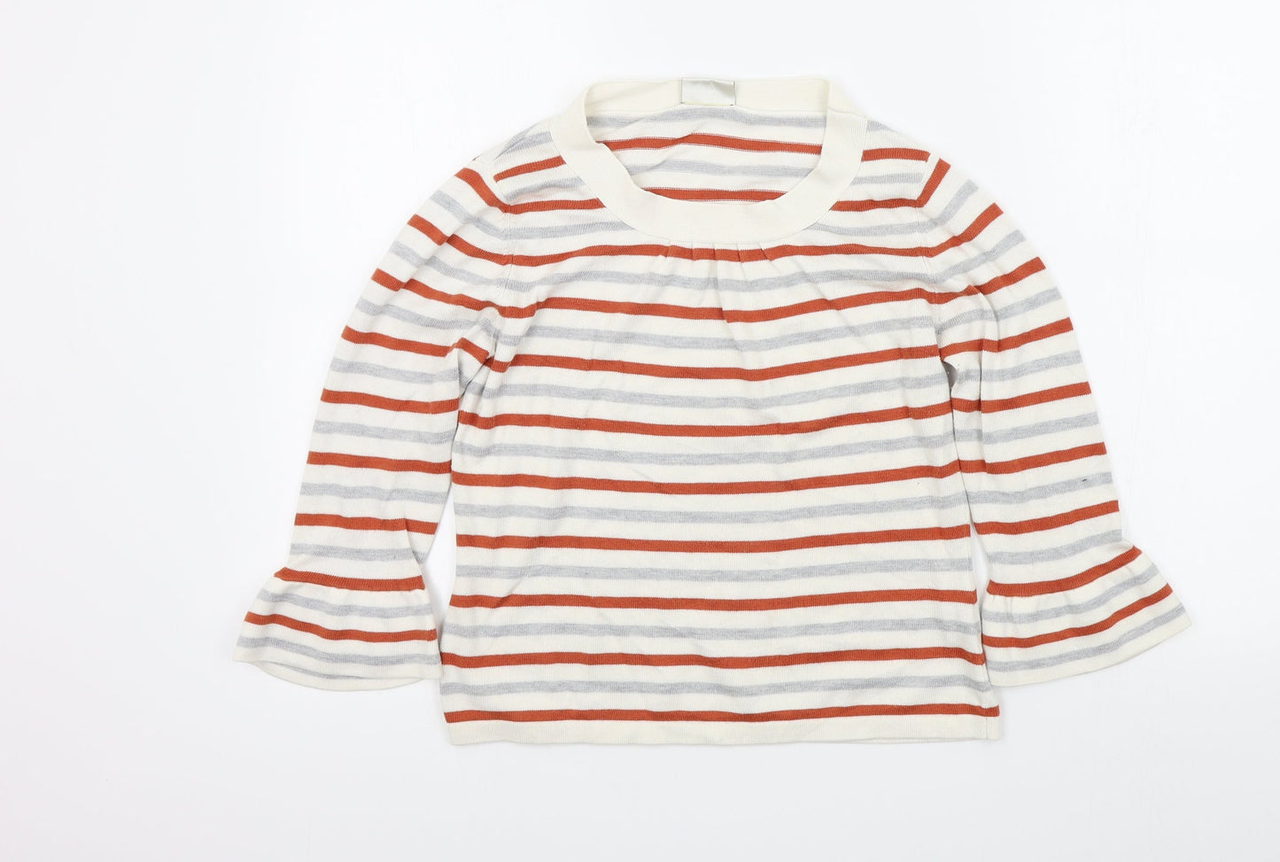 MINUET Womens White Striped  Pullover Jumper Size 14