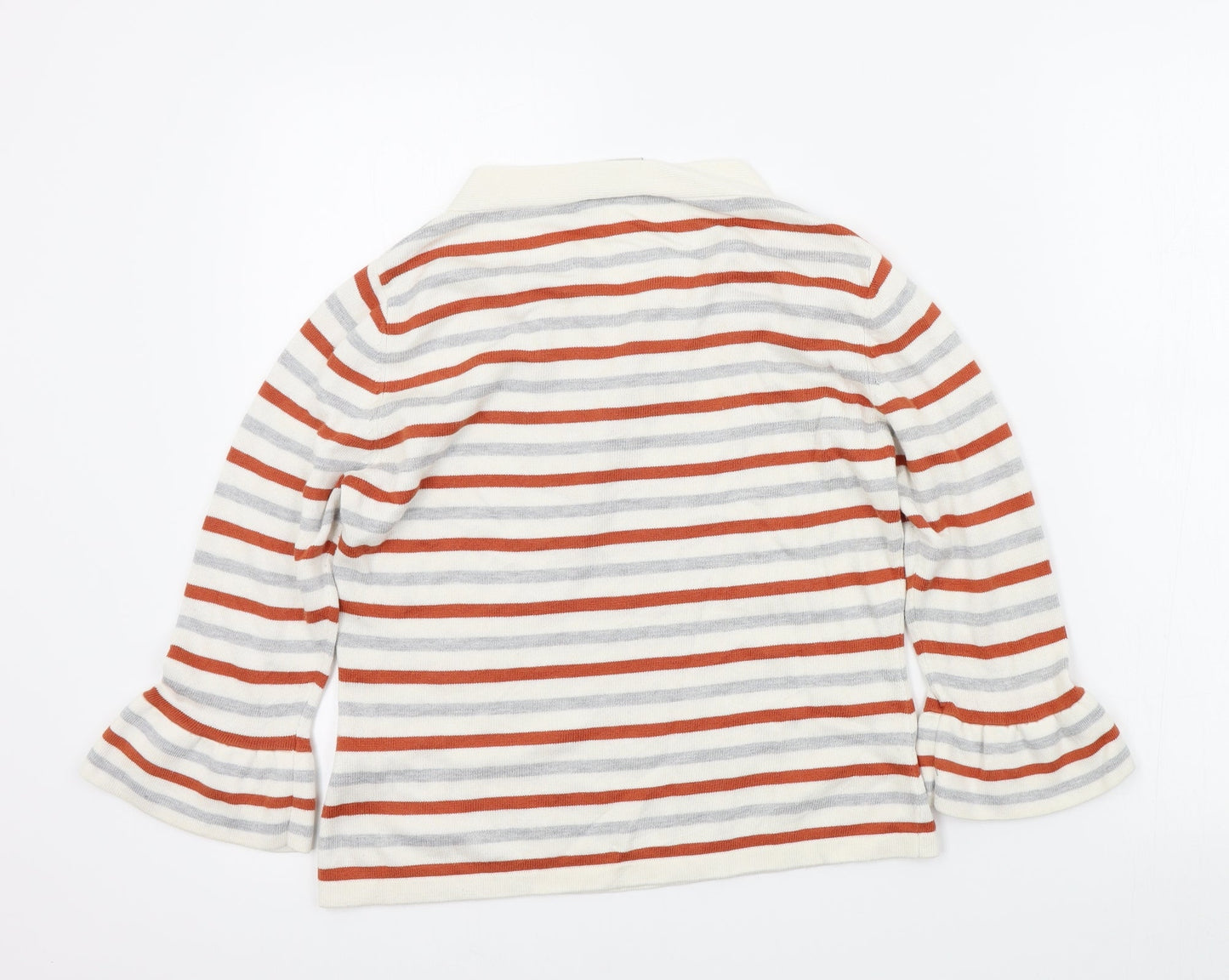 MINUET Womens White Striped  Pullover Jumper Size 14