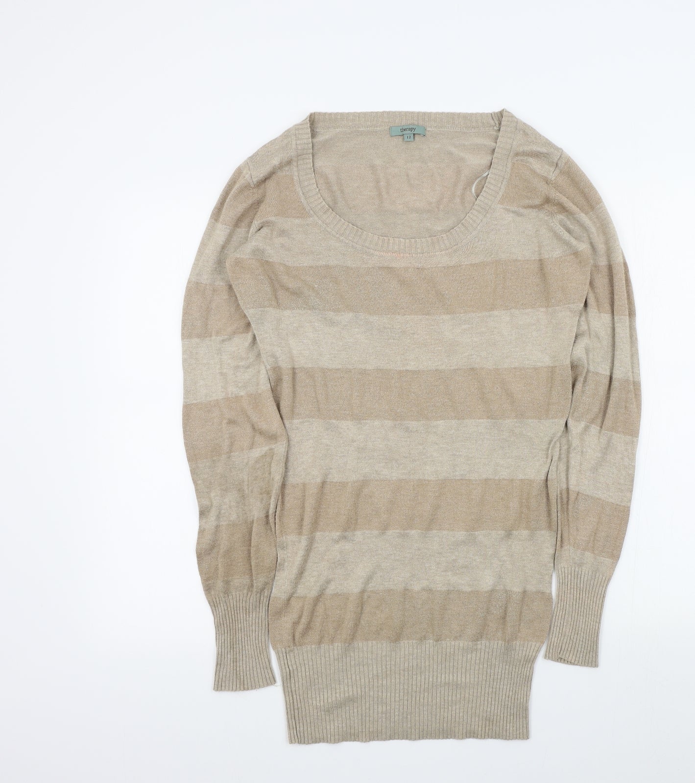 Therapy Womens Brown Striped  Pullover Jumper Size 12