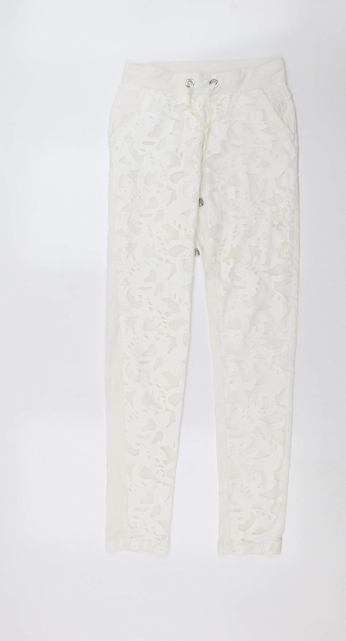 GUIDANCE Womens White Floral  Trousers  Size S L30 in