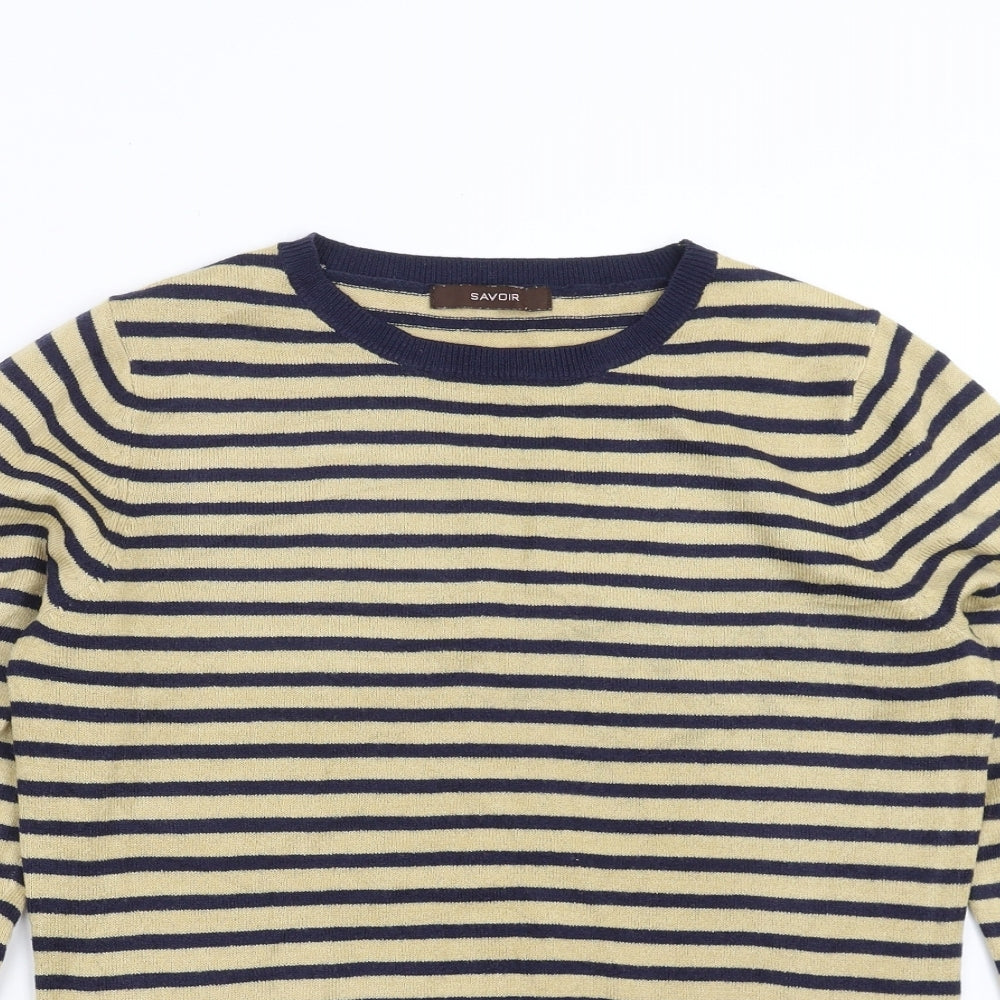 Savoir Womens Beige Striped Knit Pullover Jumper Size 10