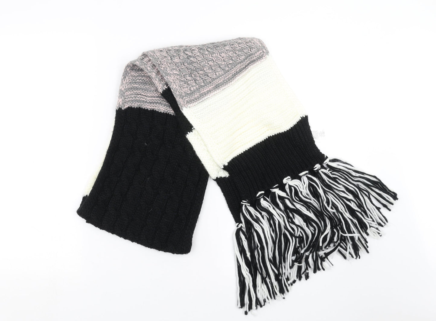 F&F Womens Black  Knit  Scarf   - cable knit