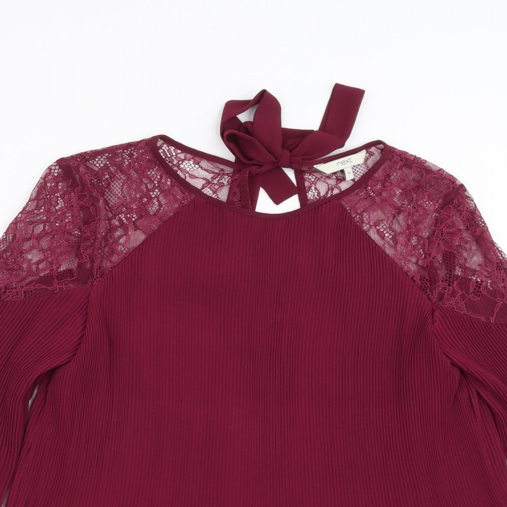 NEXT Womens Purple   Basic Blouse Size 10  - lace shoulder detail