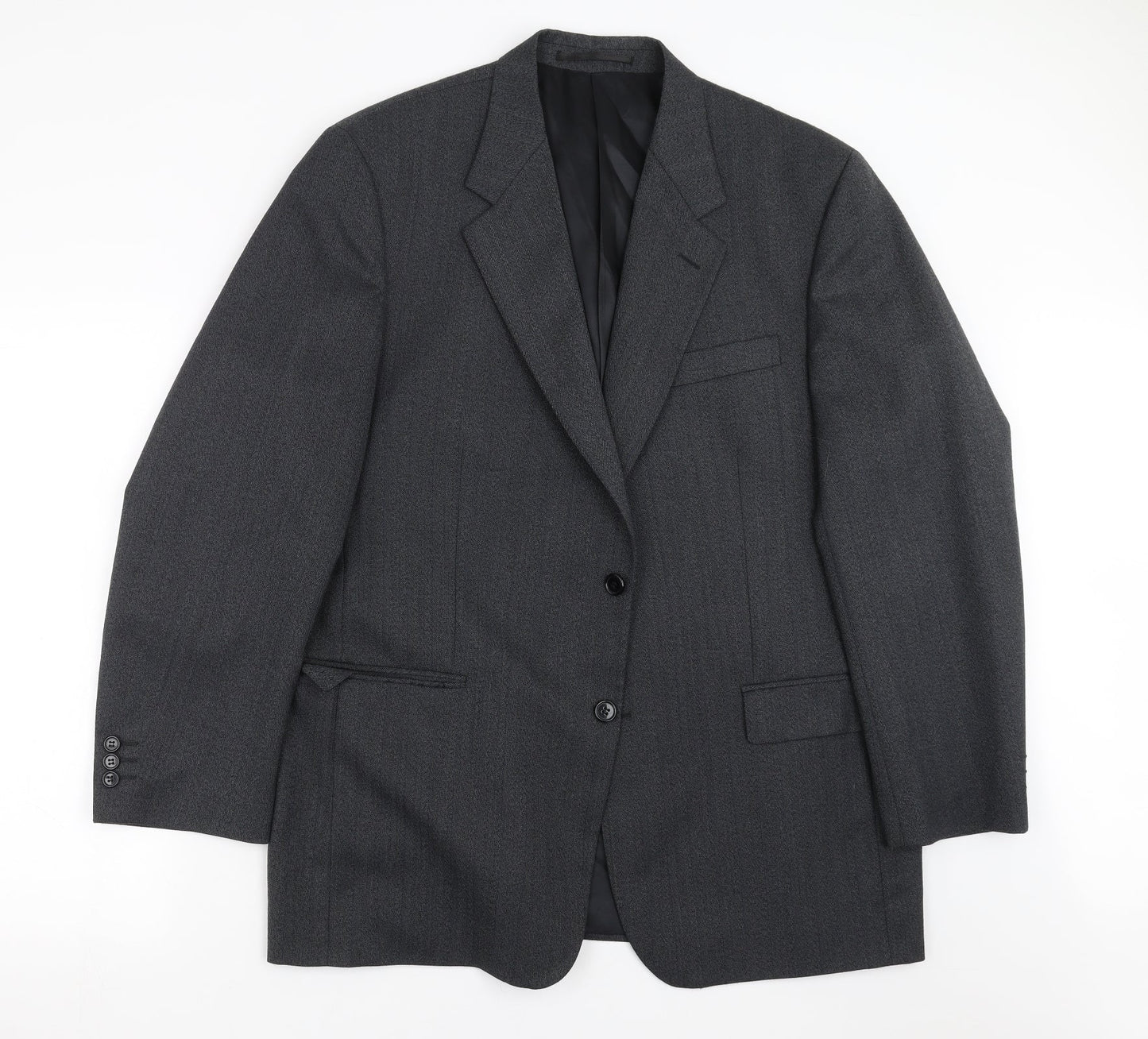 Wellington Mens Grey Herringbone  Jacket Suit Jacket Size 46