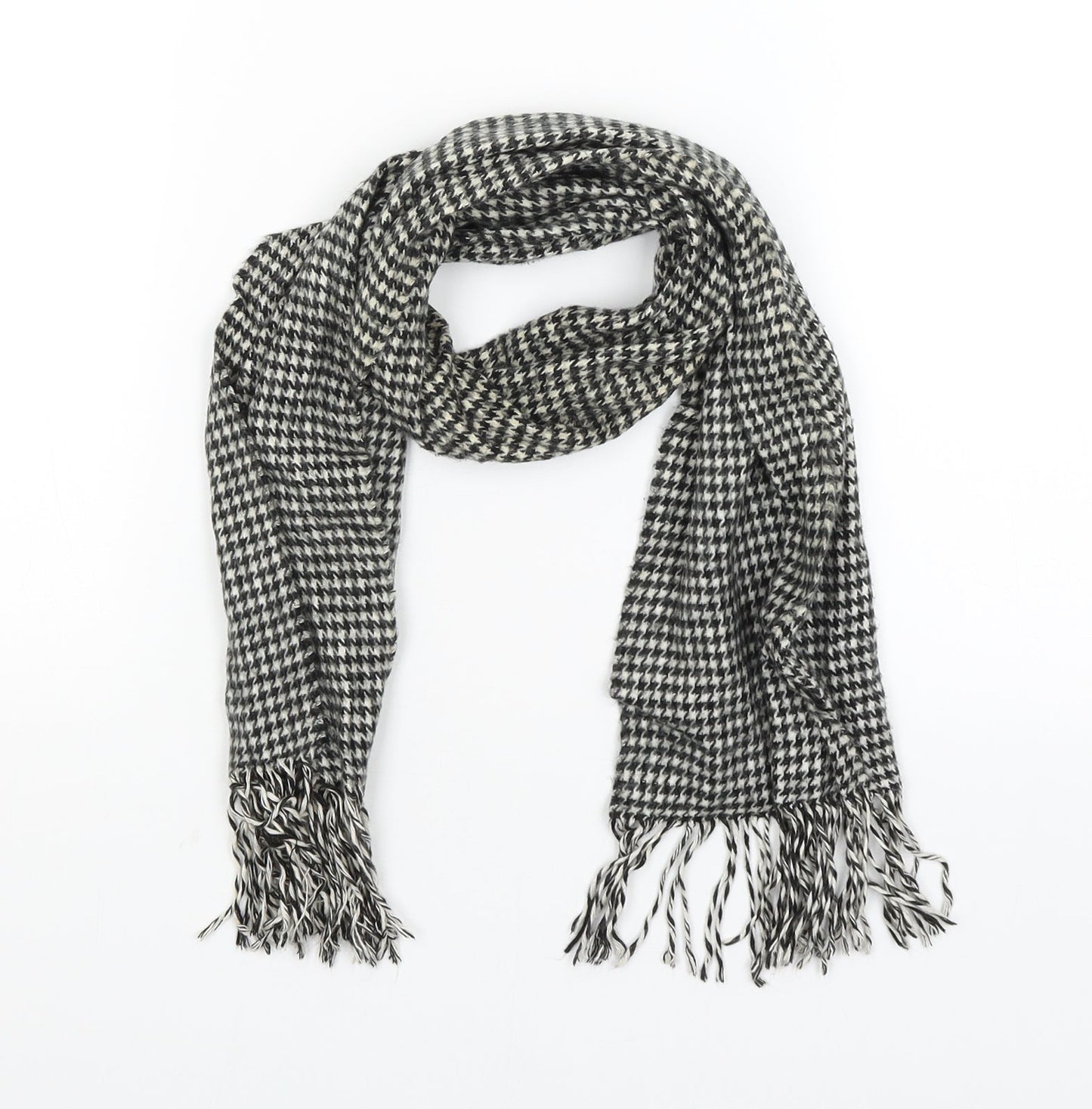 Preworn Womens Black Houndstooth   Scarf