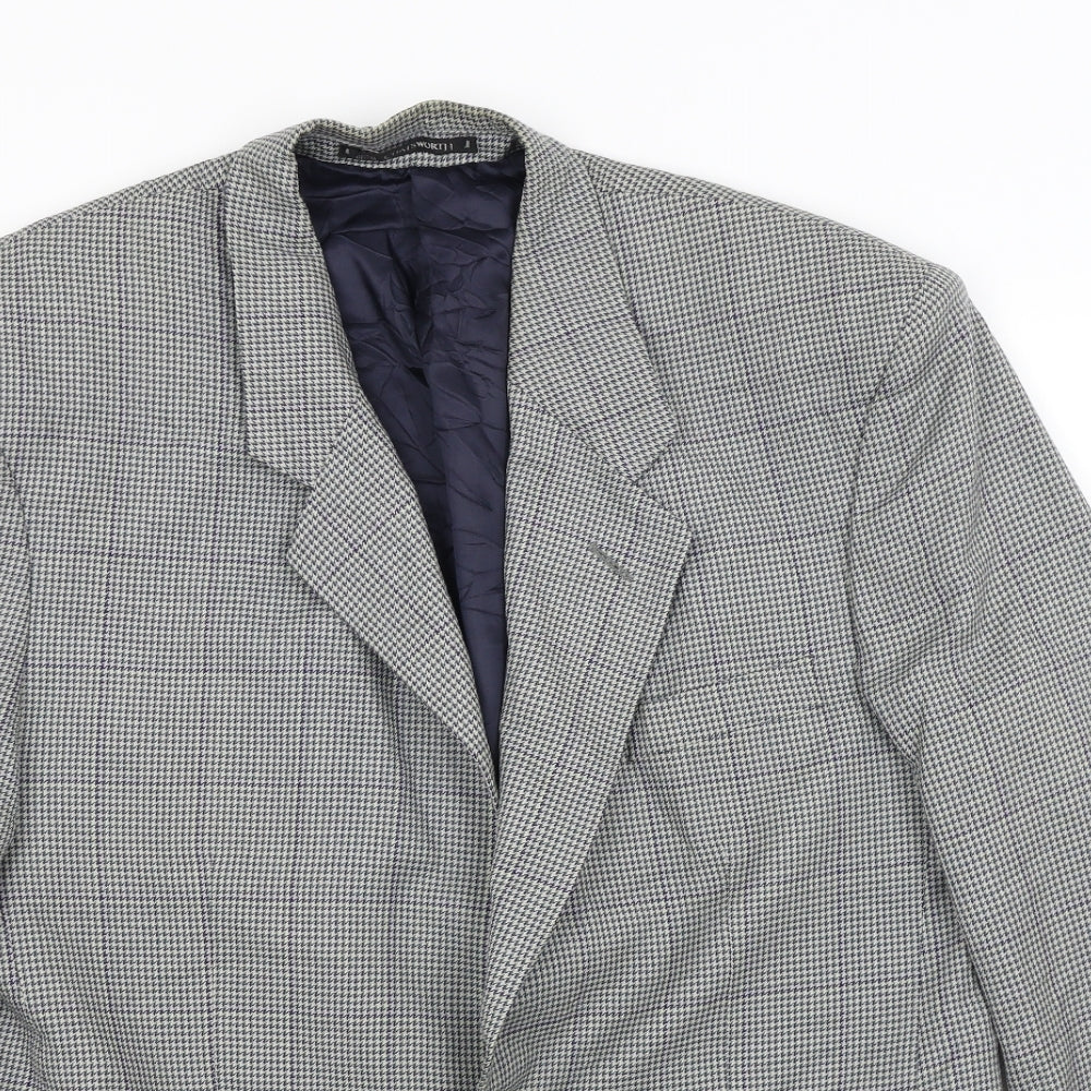 Chatsworth Mens Grey Houndstooth  Jacket Blazer Size L