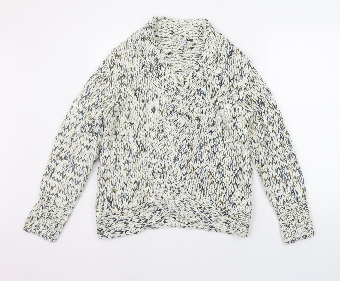 Nina Murati Womens White   Cardigan Jumper Size L