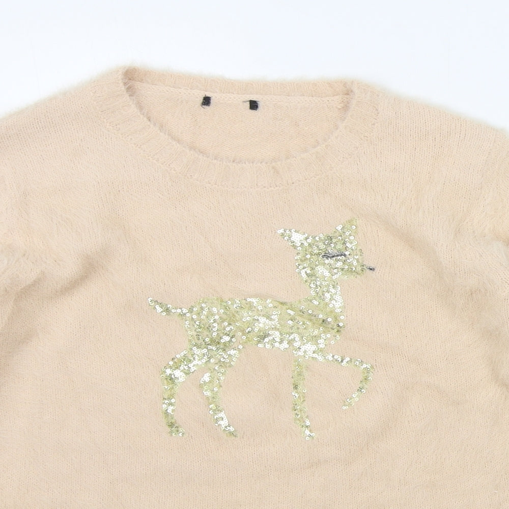 Preworn Womens Beige   Pullover Jumper Size 10  - SEQUIN